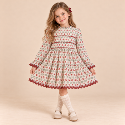 VESTIDO VERDE CON ROSA NIÑA - Menta Moda Infantil