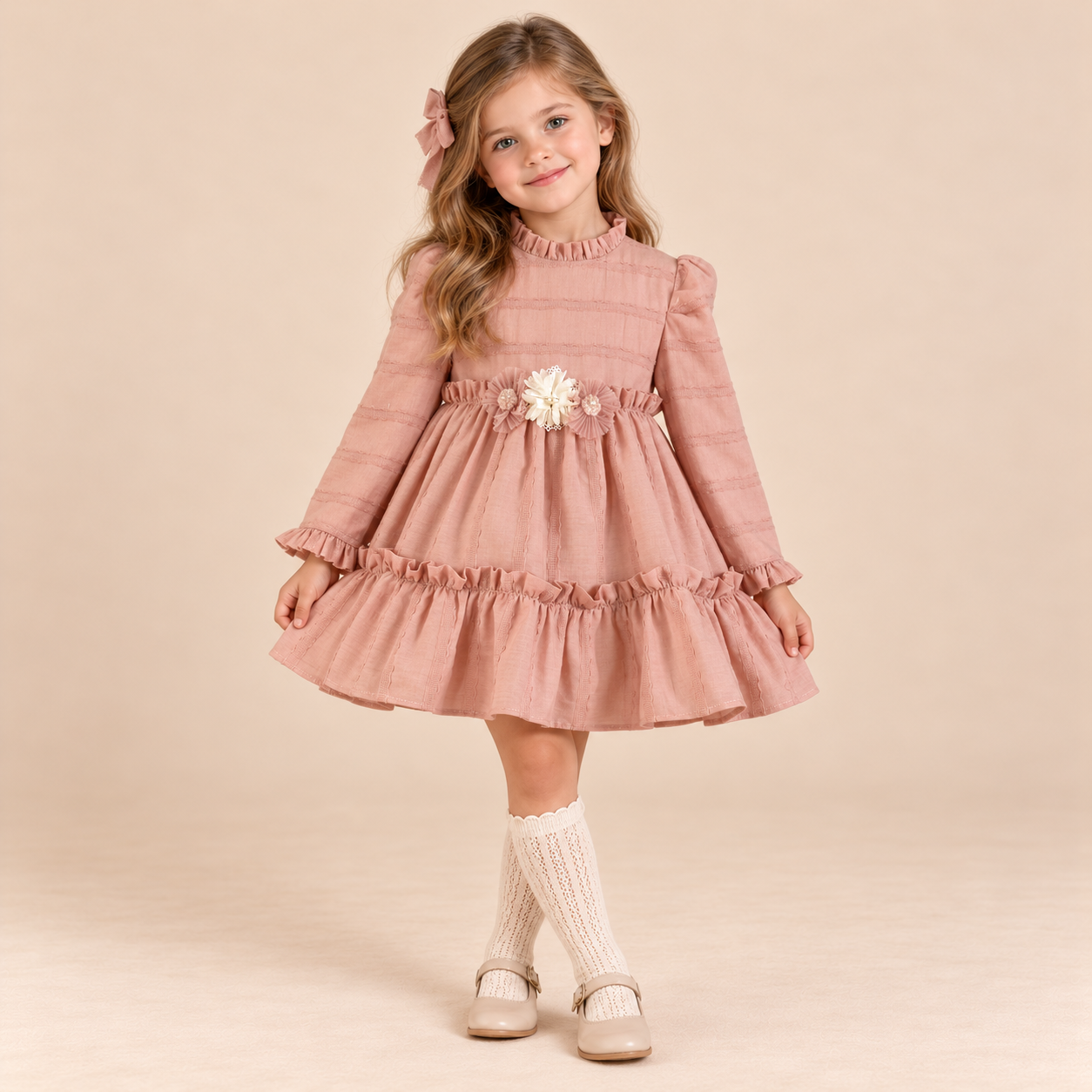 VESTIDO NIÑA ROSA PALO LISO - Menta Moda Infantil