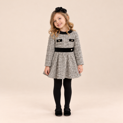 VESTIDO INFANTIL TWEED NEGRO - Menta Moda Infantil