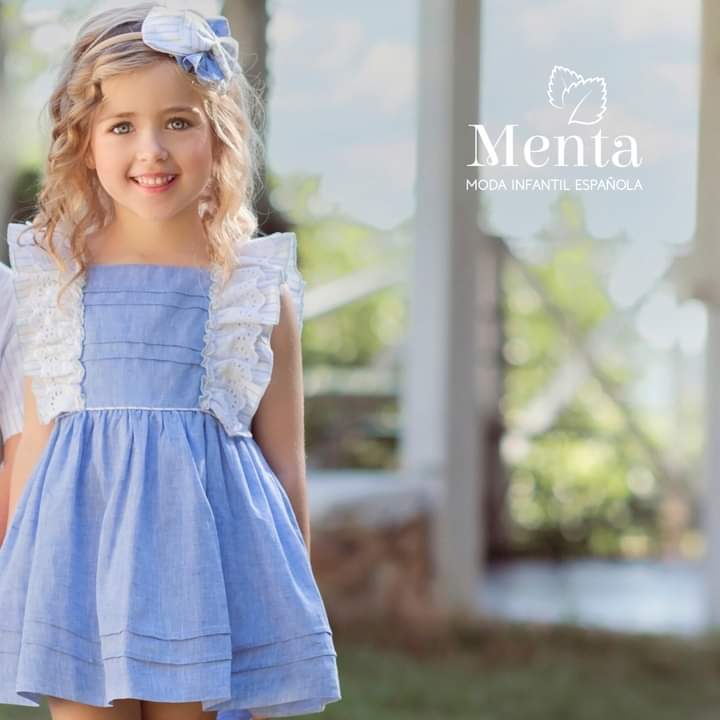 VESTIDO PARA NIÑA AZUL CON VOLANTES