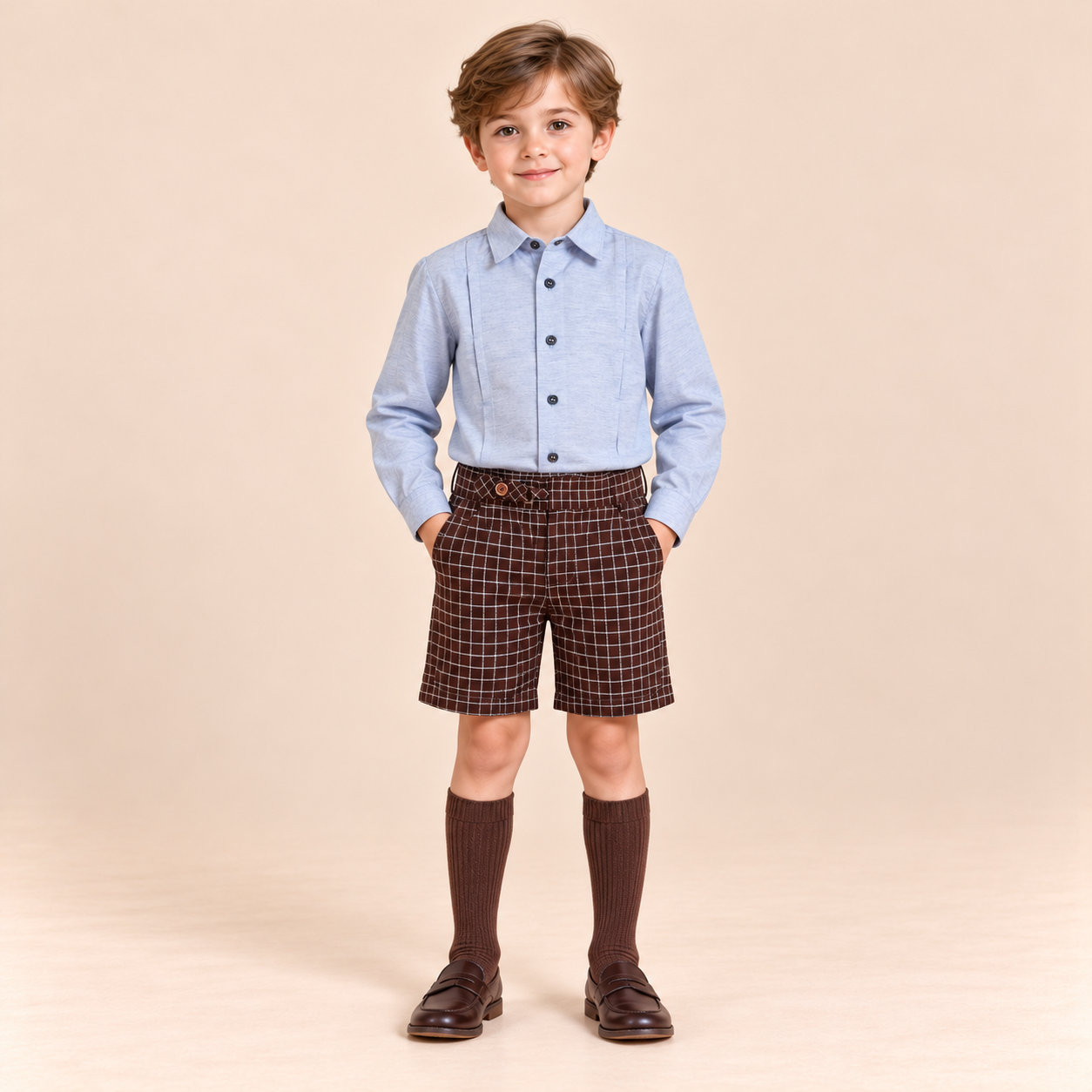 CONJUNTO NINO CAFE Y CELESTE - Menta Moda Infantil