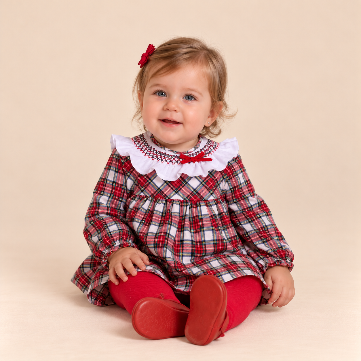 VESTIDO BRAGUITA BEBE CUADRO ESCOCES - Menta Moda Infantil