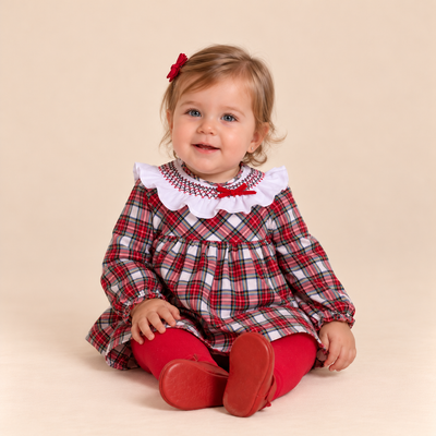 VESTIDO BRAGUITA BEBE CUADRO ESCOCES - Menta Moda Infantil