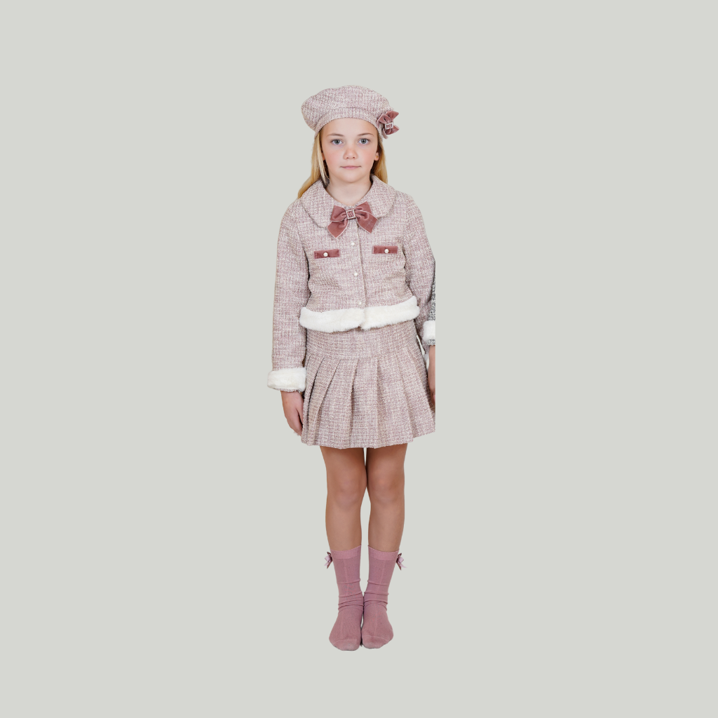 CONJUNTO NIÑA ROSA FALDA Y CHAQUETA