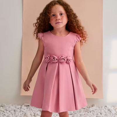VESTIDO CREPE DETALLE FLORES ORQUIDEA - Menta Moda Infantil