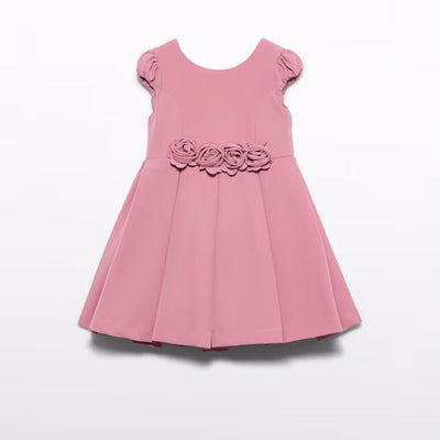 VESTIDO CREPE DETALLE FLORES ORQUIDEA - Menta Moda Infantil