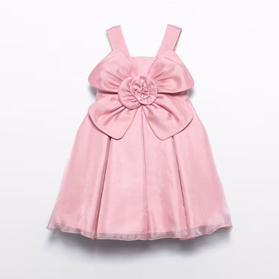 VESTIDO FLOR ORGANZA ROSA - Menta Moda Infantil