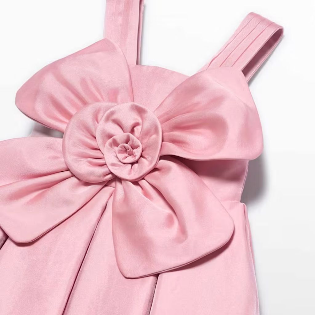 VESTIDO FLOR ORGANZA ROSA - Menta Moda Infantil