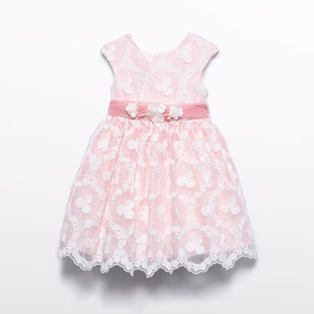 VESTIDO ORGANZA BORDADO ROSA - Menta Moda Infantil