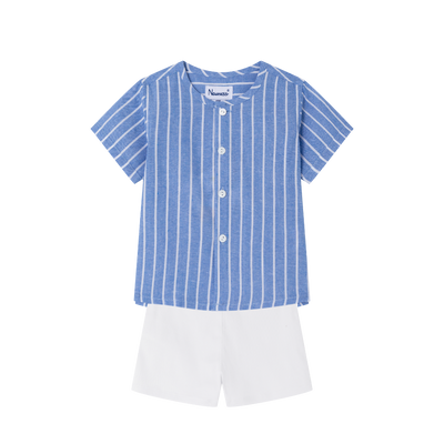 CONJUNTO BEBE NIÑO CAMISA AZUL