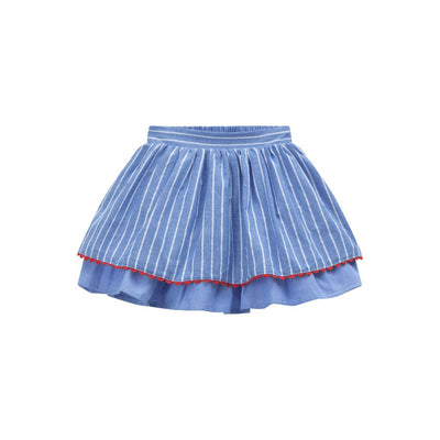 CONJUNTO NIÑA  FALDA AZUL Y RAYAS