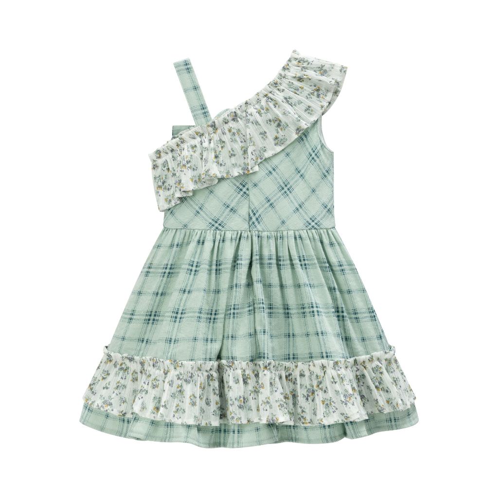 VESTIDO DE TIRANTE DE CUADROS VERDE