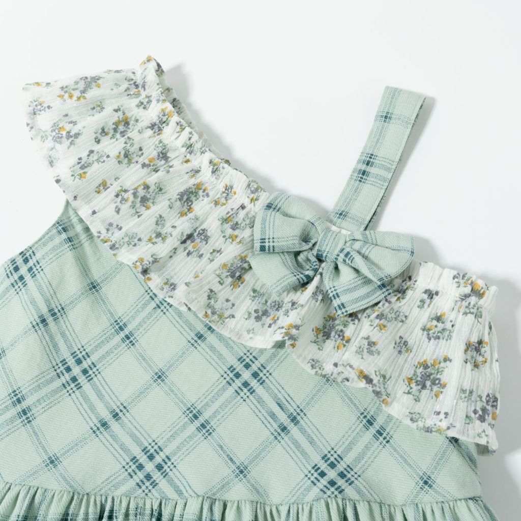 VESTIDO DE TIRANTE DE CUADROS VERDE