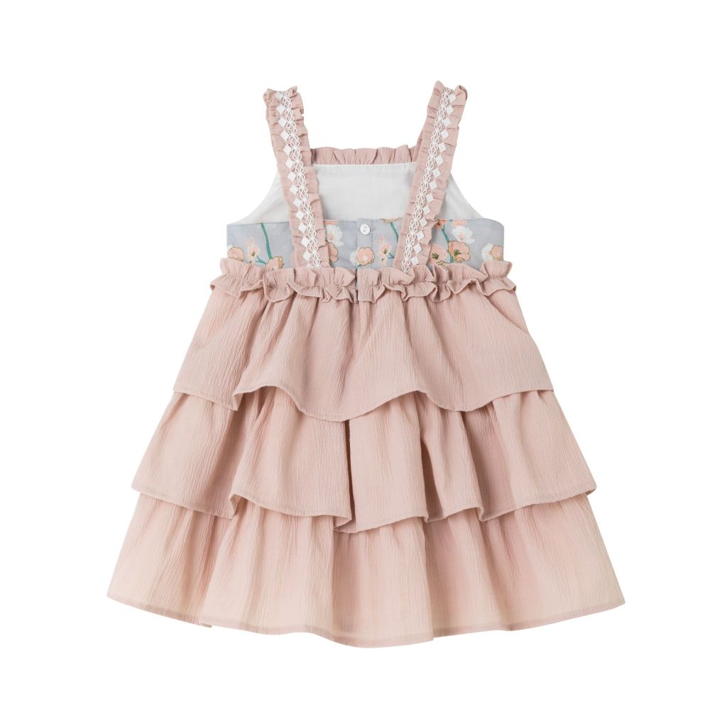 VESTIDO NIÑA VERDE CON FLORES MAQUILLAJE