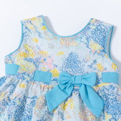VESTIDO BEBE AZUL TURQUESA CON FLORES