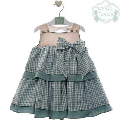 VESTIDO INFANTIL VERDE EMPOLVADO CASTAÑUELA - Menta Moda Infantil