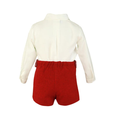 CONJUNTO BEBÉ CAMISA Y PANTALÓN CORTO ROJO - Menta Moda Infantil