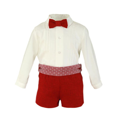 CONJUNTO BEBÉ CAMISA Y PANTALÓN CORTO ROJO - Menta Moda Infantil