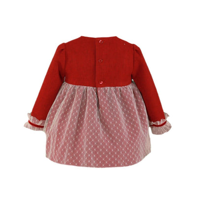 VESTIDO BEBE NINA MANGA LARGA ROJO CON TUL - Menta Moda Infantil