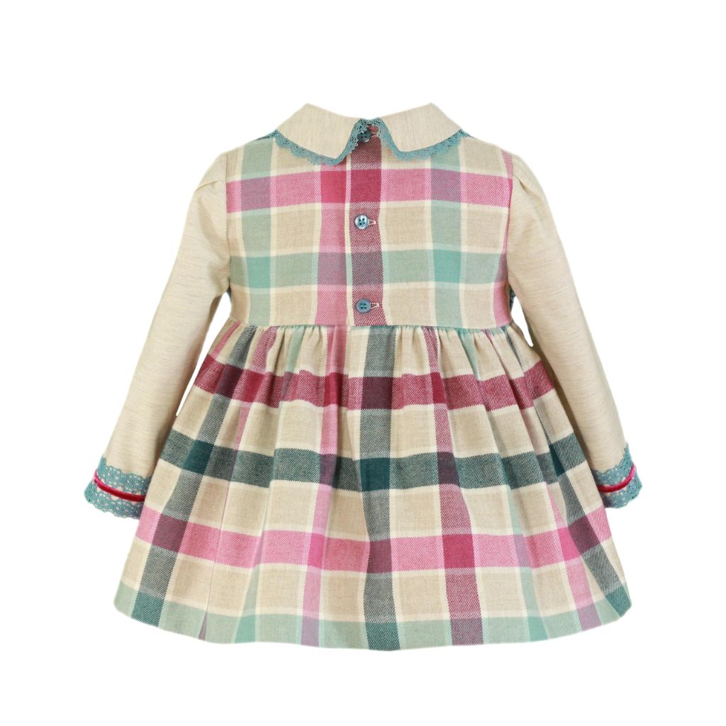 VESTIDO BEBE NINA MANGA LARGA CUADROS - Menta Moda Infantil