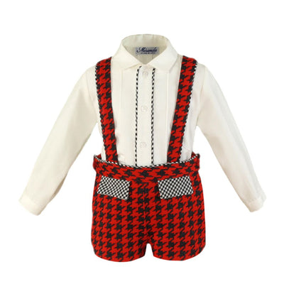 CONJUNTO BEBE NINO PATA DE GALLO ROJO - Menta Moda Infantil