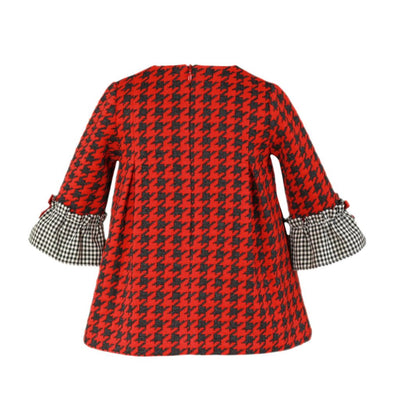 VESTIDO BEBE NINA MANGA LARGA PATA DE GALLO - Menta Moda Infantil