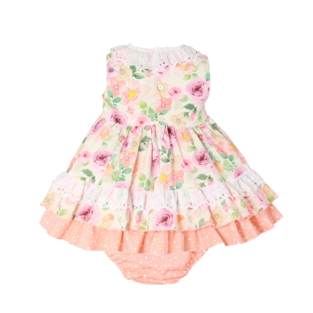 VESTIDO BEBÉ NIÑA FLORAL Y CORAL - Menta Moda Infantil