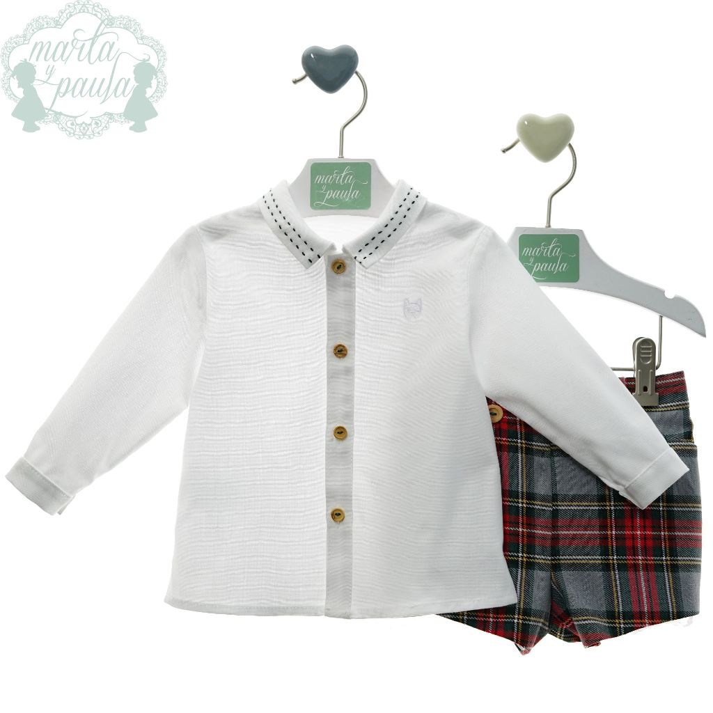 CONJUNTO BEBE NINO CUADROS ESCOCES GRIS FAMILIA ILUSION - Menta Moda Infantil