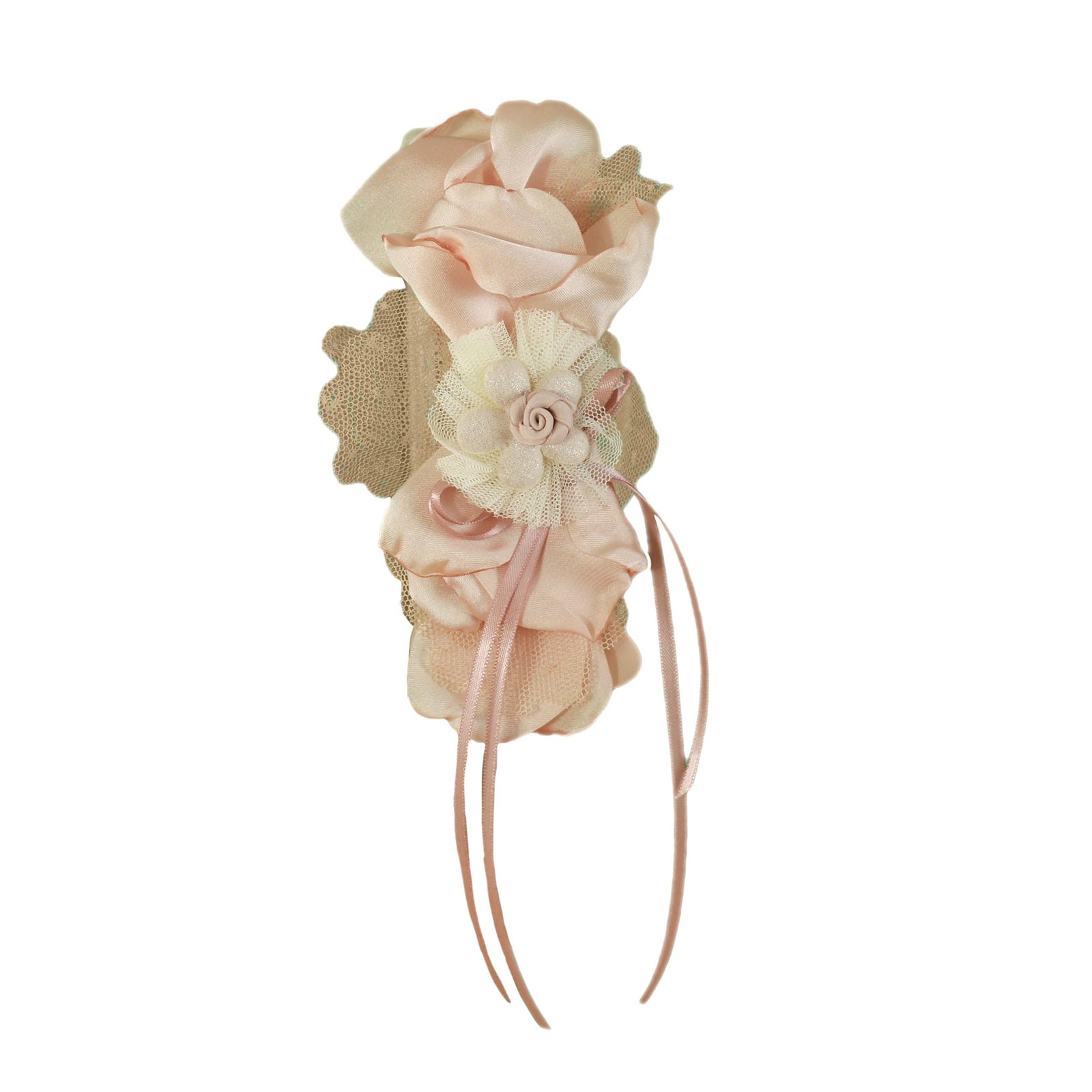DIADEMA PALO DE ROSA CON PETALOS