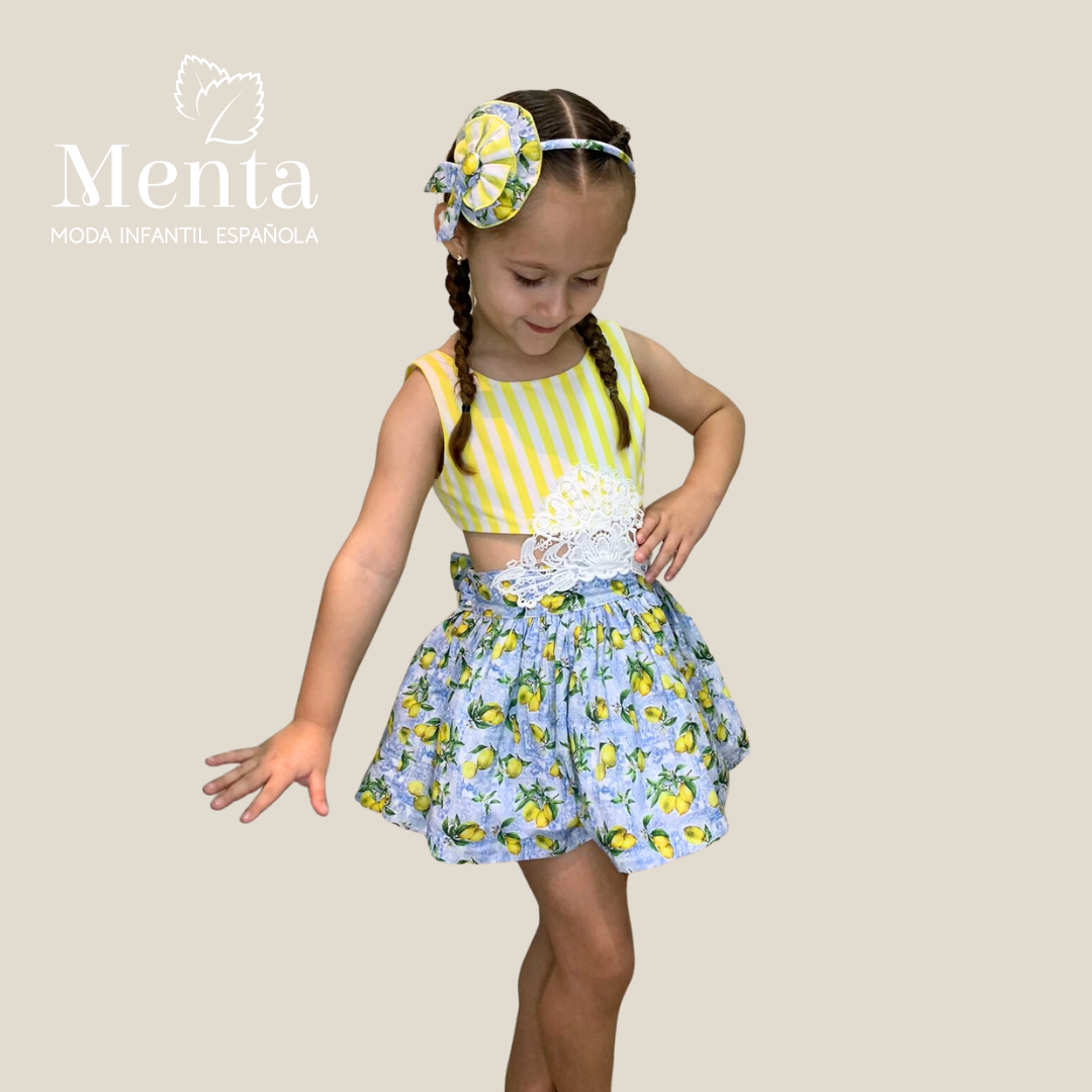 VESTIDO CUERPO RAYAS AMARILLAS Y CUERPO LIMONES