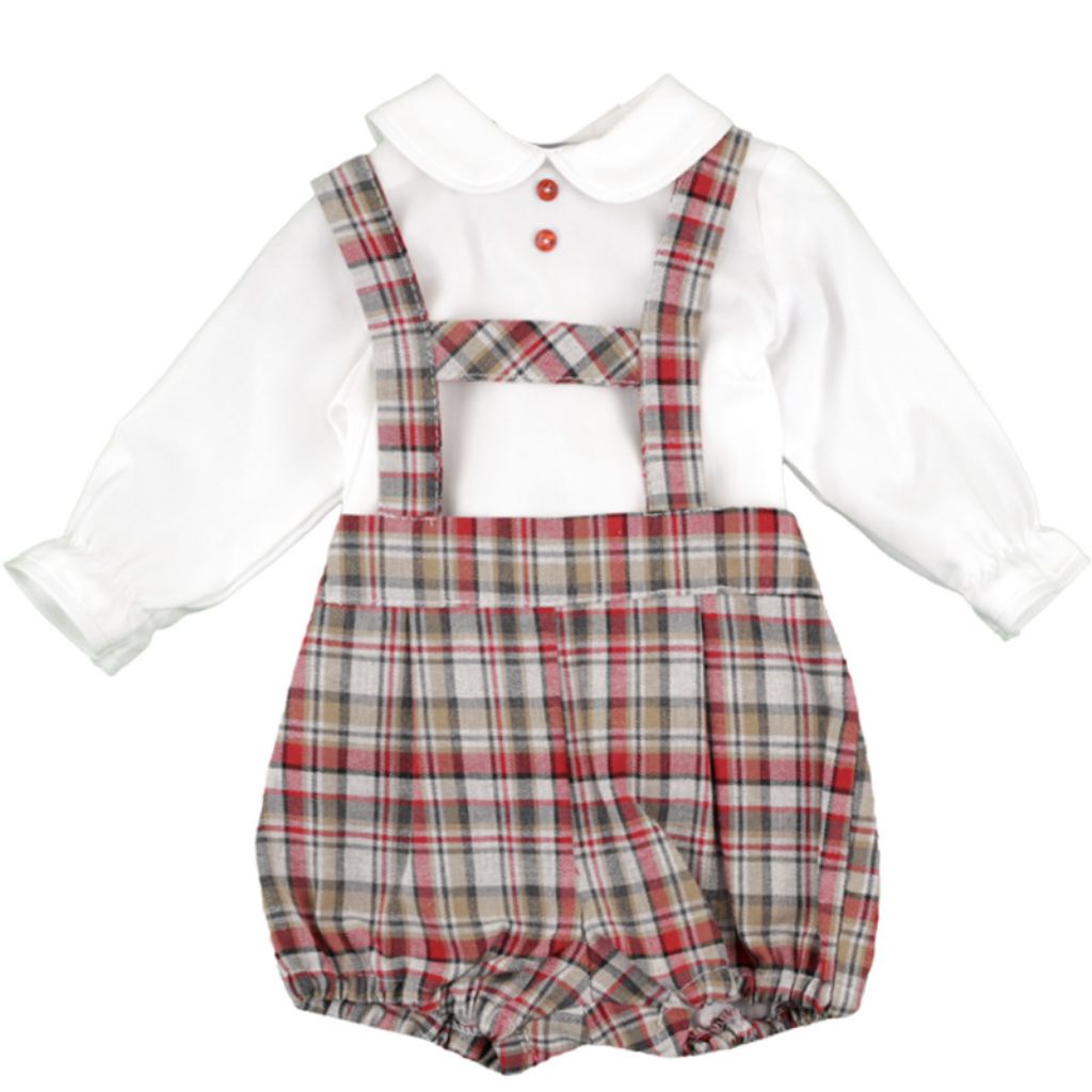 PETO CUADROS CON CAMISA MANGA LARGA - Menta Moda Infantil