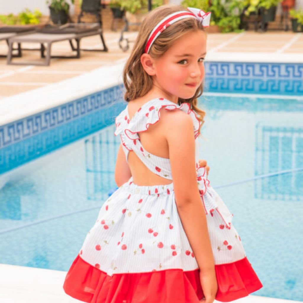 VESTIDO CEREZAS ESPALDA CRUZADA - Menta Moda Infantil
