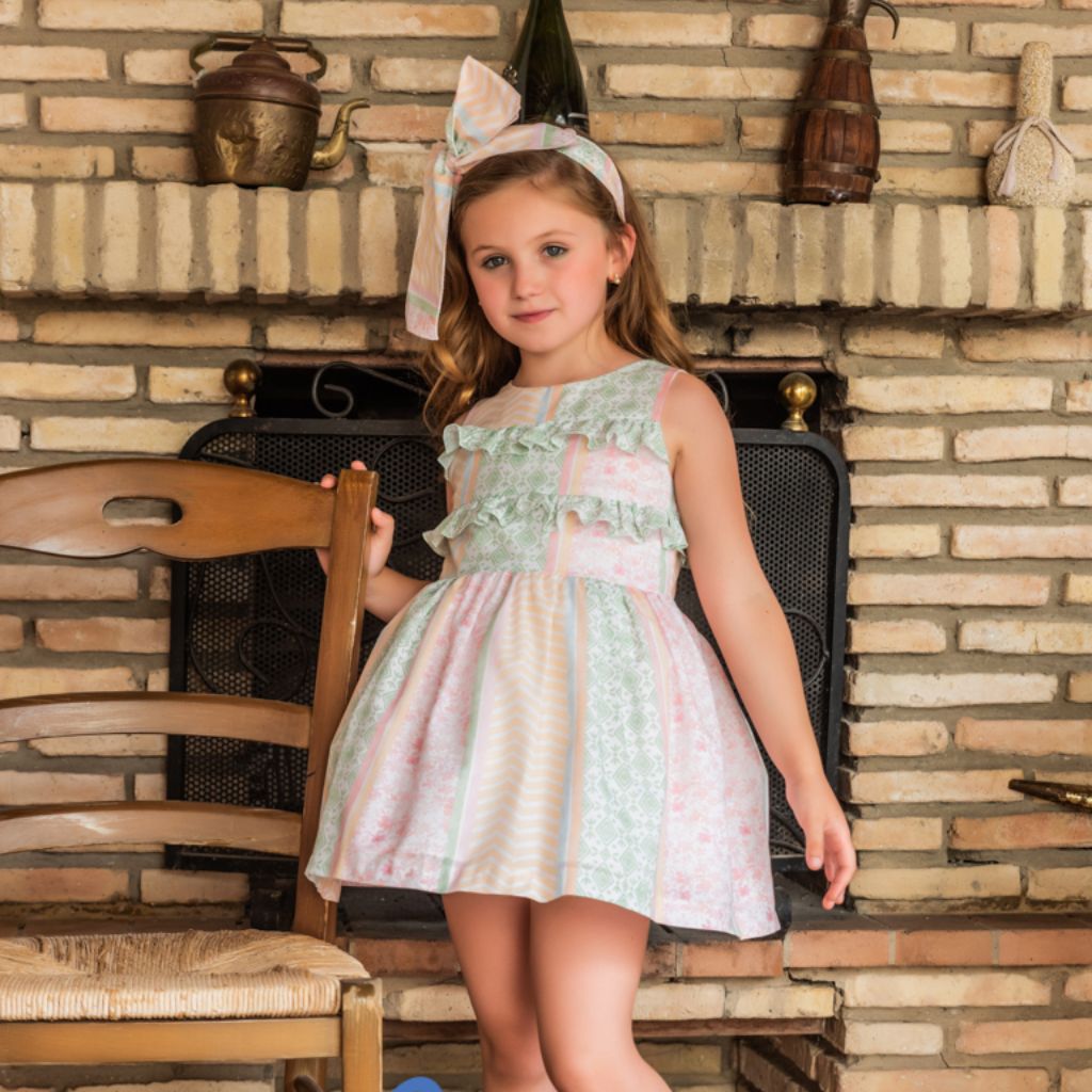 VESTIDO CON VOLANTES EN PECHO - Menta Moda Infantil