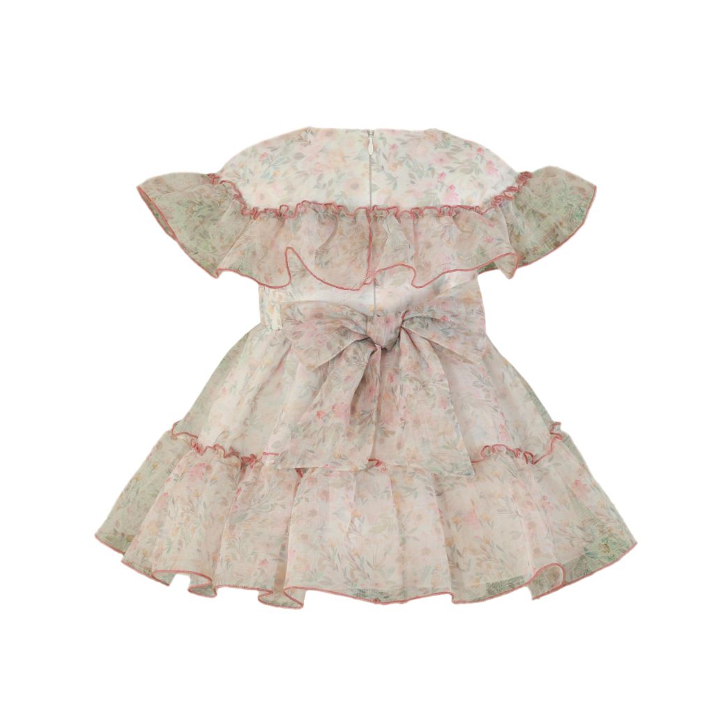 VESTIDO DE GASA ESTAMPADO ROSA