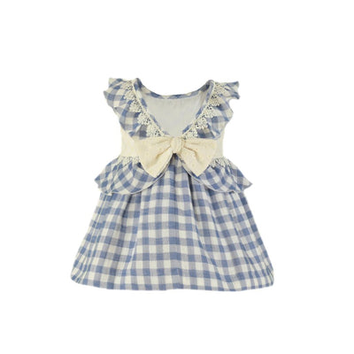 VESTIDO CUADROS AZUL Y IVORY