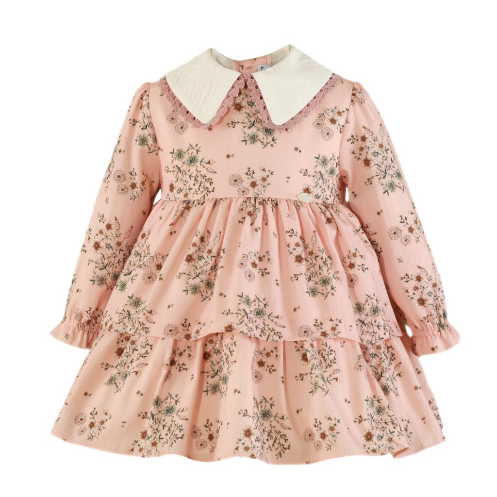 VESTIDO MANGA LARGA NINA ROSA ESTAMPADO FLORAL CORTE SUELTO - Menta Moda Infantil