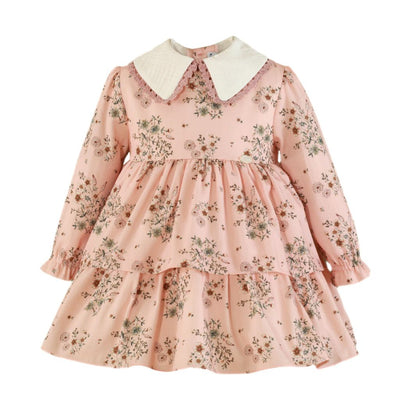 VESTIDO MANGA LARGA NINA ROSA ESTAMPADO FLORAL CORTE SUELTO - Menta Moda Infantil