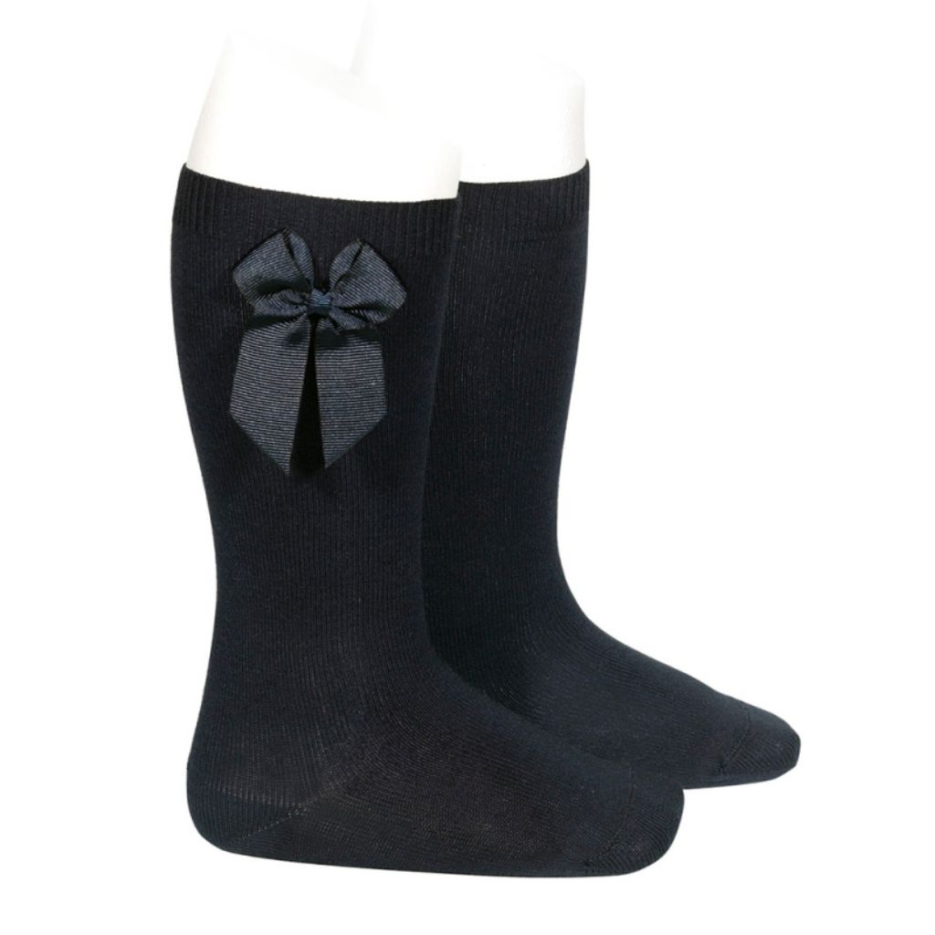 CALCETINES ALTOS ALGODÓN CON LAZO LATERAL NEGRO - Menta Moda Infantil