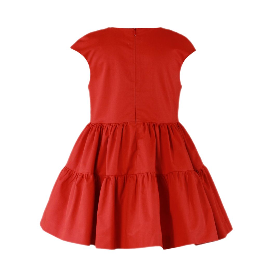 VESTIDO ROJO CON MOÑO TRICOLOR - Menta Moda Infantil