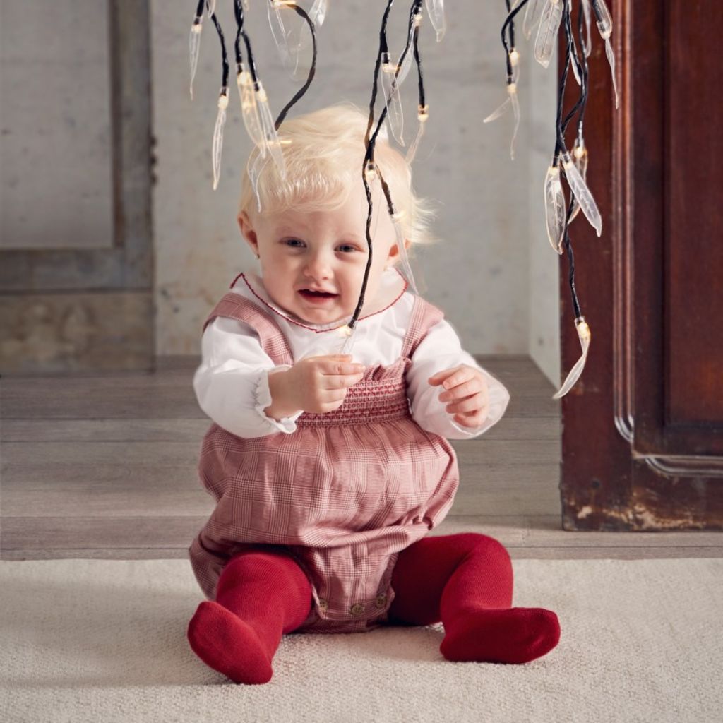 CONJUNTO BEBE NIÑA CUADROS GRANATE - Menta Moda Infantil