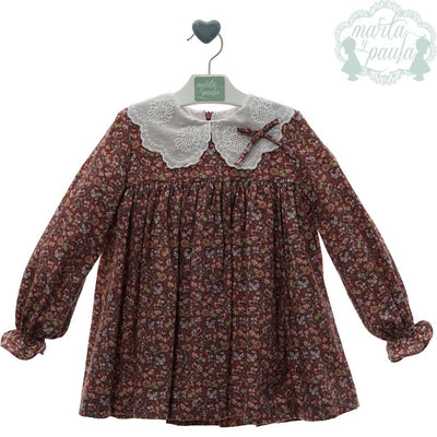 VESTIDO NINA MANGA LARGA ESTAMPADO FLORES FAMILIA FANTASIA - Menta Moda Infantil