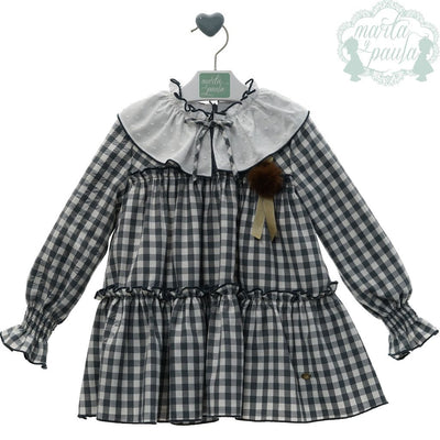 VESTIDO NINA MANGA LARGA CUADROS VICHY FAMILIA VIDA - Menta Moda Infantil