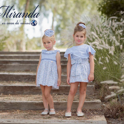 VESTIDO SIN MAGAS FLORAL CELESTE