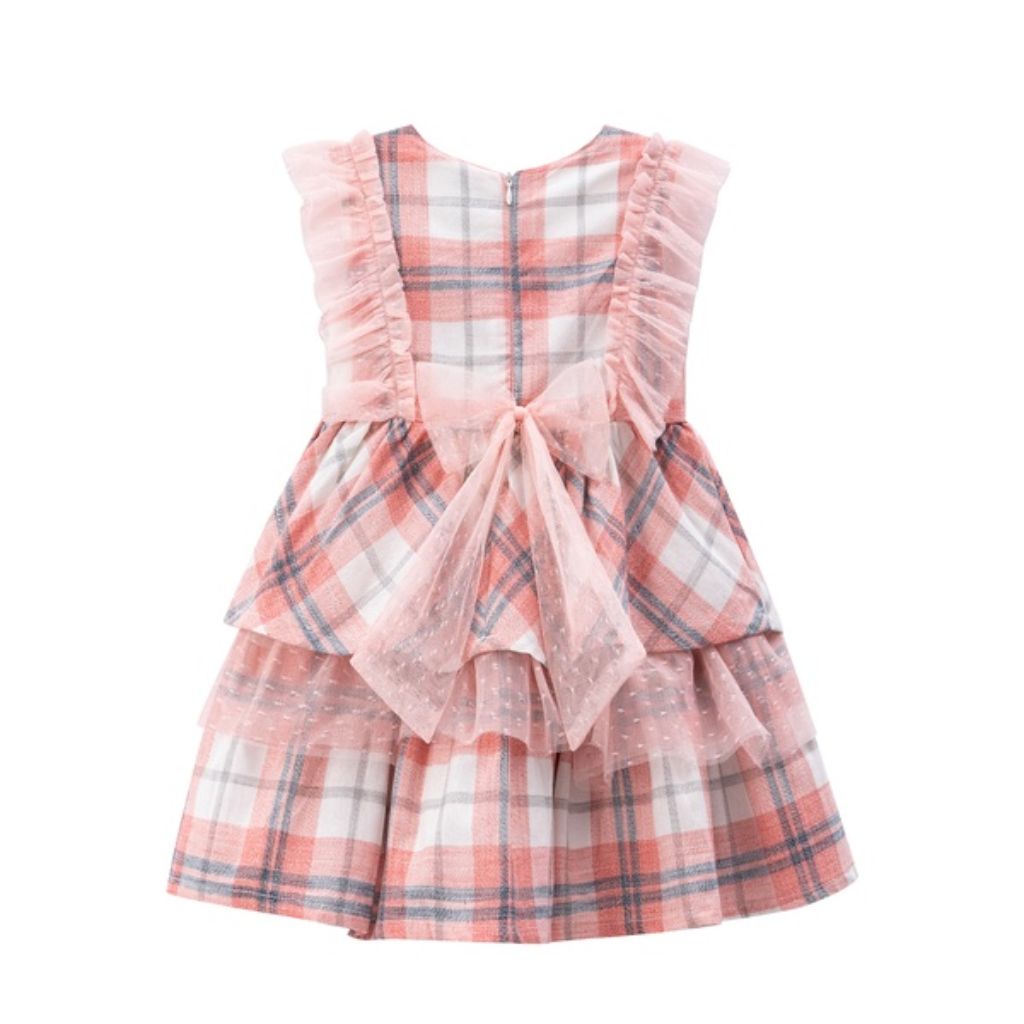 VESTIDO NIÑA CUADROS CON TUL - Menta Moda Infantil