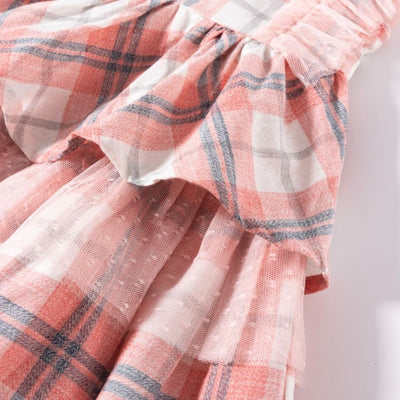VESTIDO NIÑA CUADROS CON TUL - Menta Moda Infantil