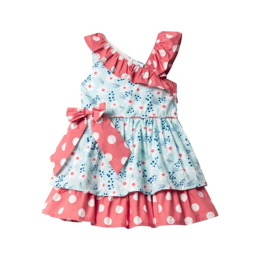 VESTIDO NIÑA FLORES Y LUNARES - Menta Moda Infantil