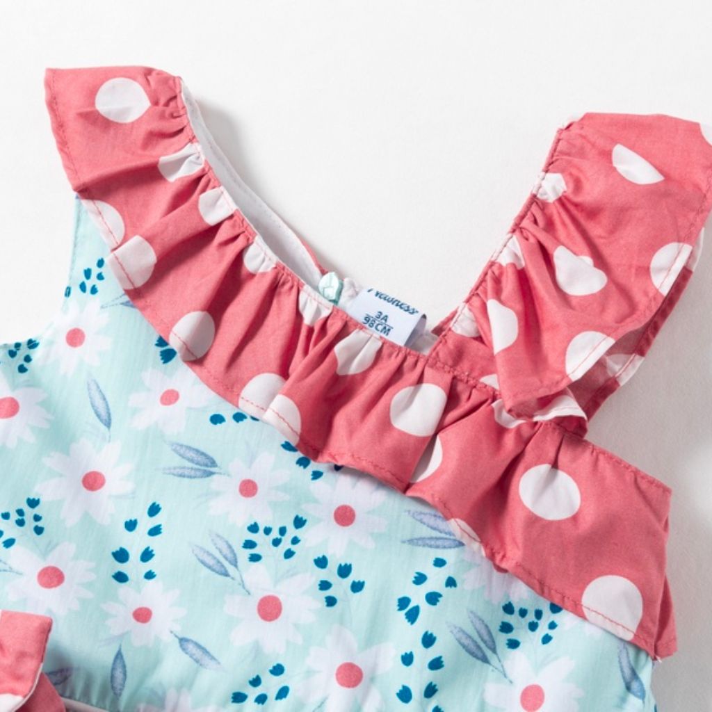 VESTIDO NIÑA FLORES Y LUNARES - Menta Moda Infantil