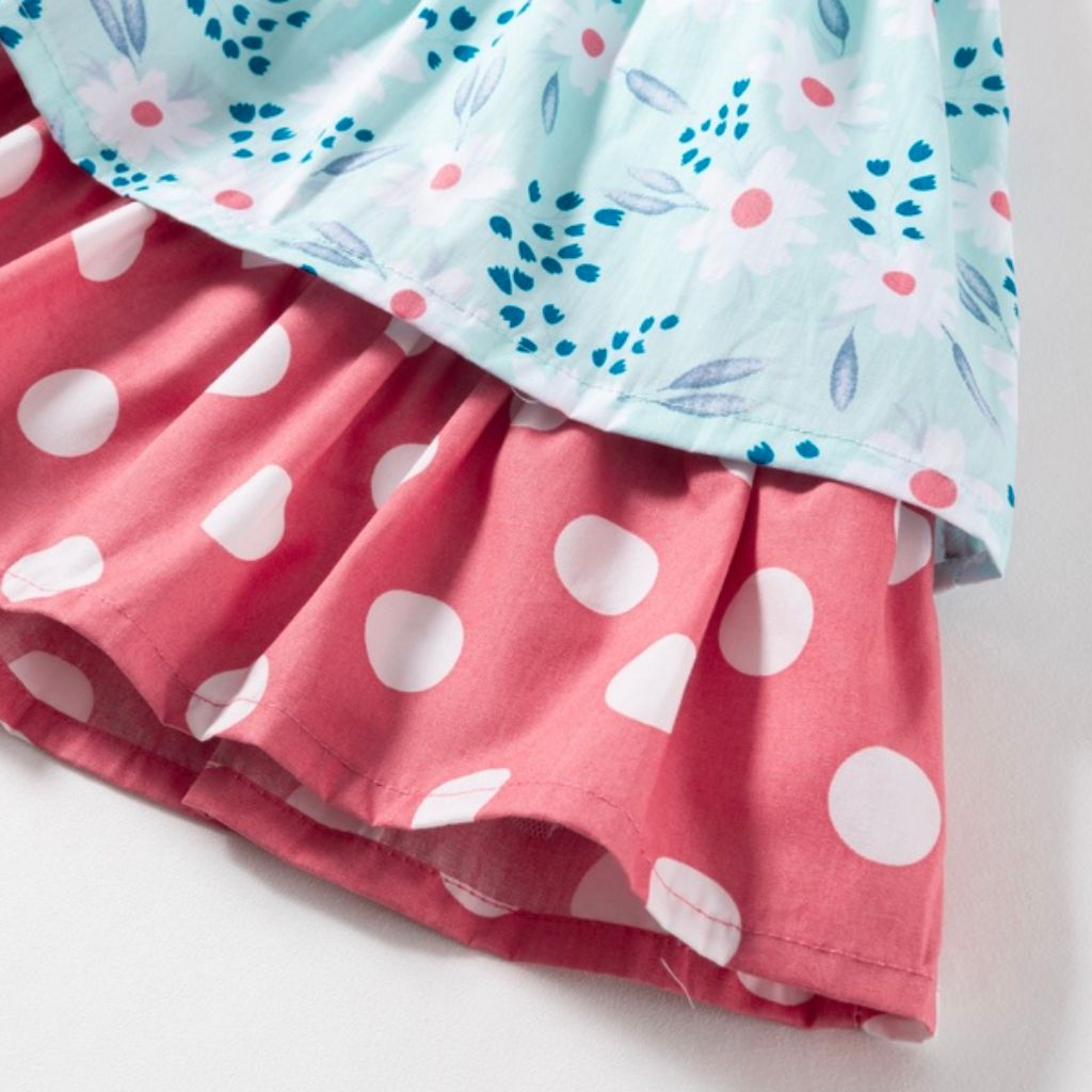 VESTIDO NIÑA FLORES Y LUNARES - Menta Moda Infantil