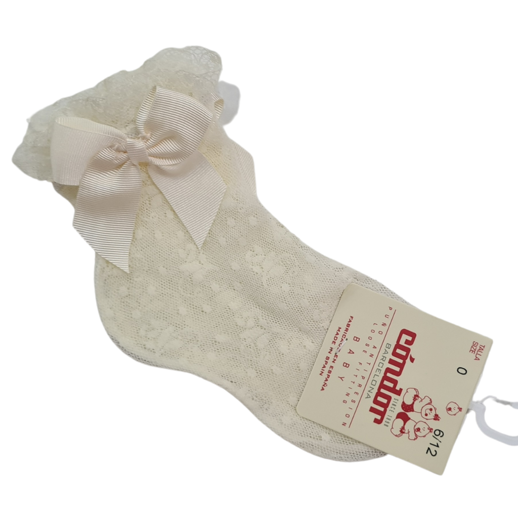 CALCETINES CORTAS BLONDA COMUNION CAVA - Menta Moda Infantil