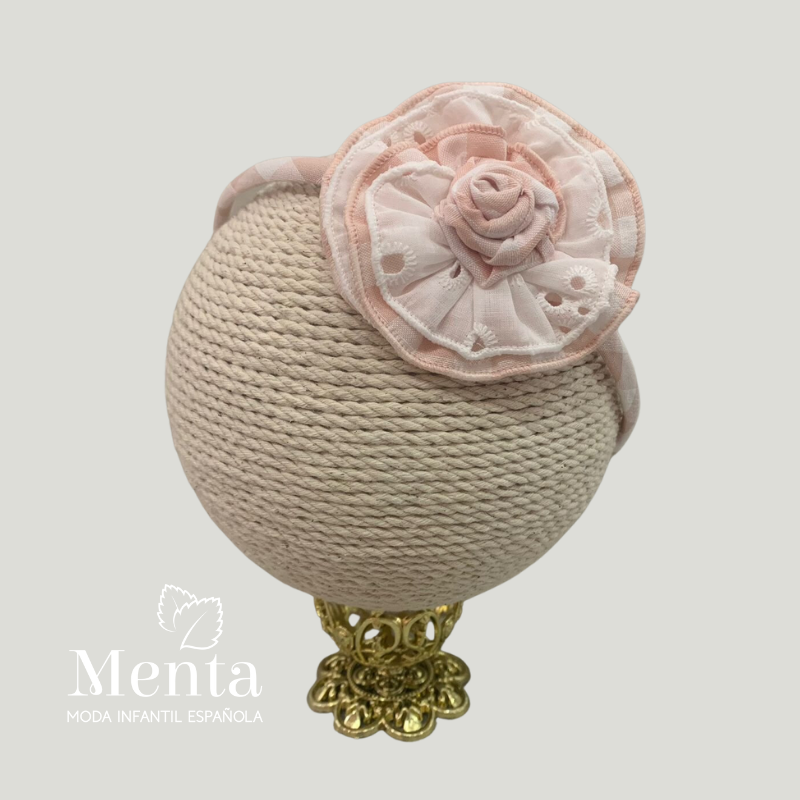 DIADEMA DE CUADROS PERFORADOS ROSA
